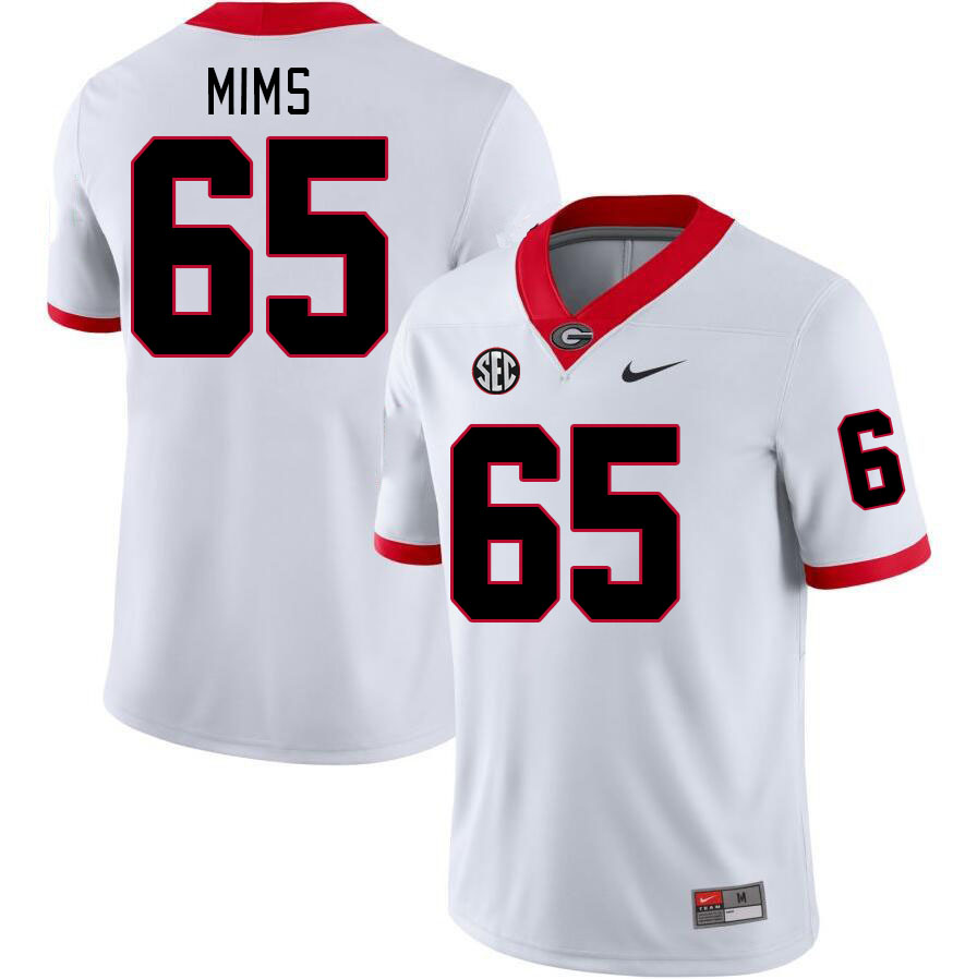 Men #65 Amarius Mims Georgia Bulldogs College Football Jerseys Stitched-White - Click Image to Close